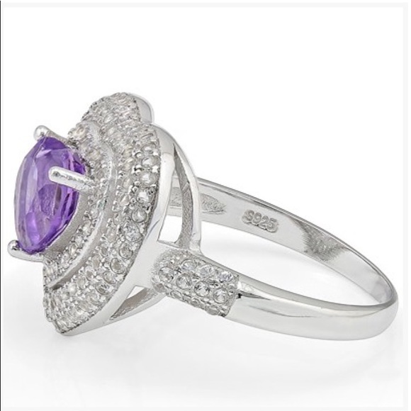 Huge Purple Amethyst, and White Sapphire,diamond ring - Picture 2 of 11